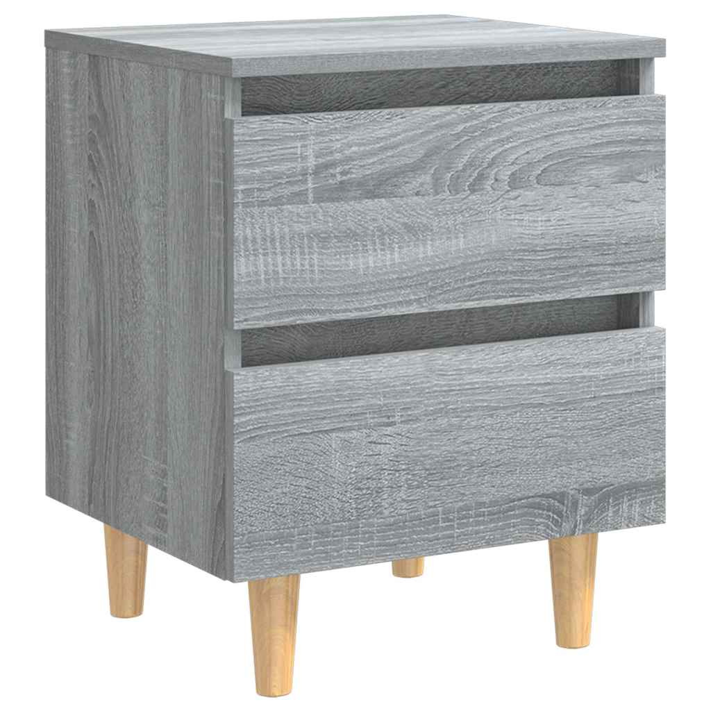 Vidaxl nachtkastje met houten poten 40x35x50 cm grijs sonoma eiken