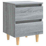 Vidaxl nachtkastje met houten poten 40x35x50 cm grijs sonoma eiken