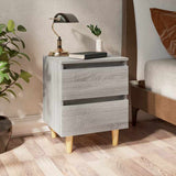 Vidaxl nachtkastje met houten poten 40x35x50 cm grijs sonoma eiken