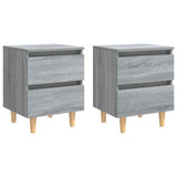 Vidaxl nachtkastjes 2 st met houten poten 40x35x50 cm grijs sonoma