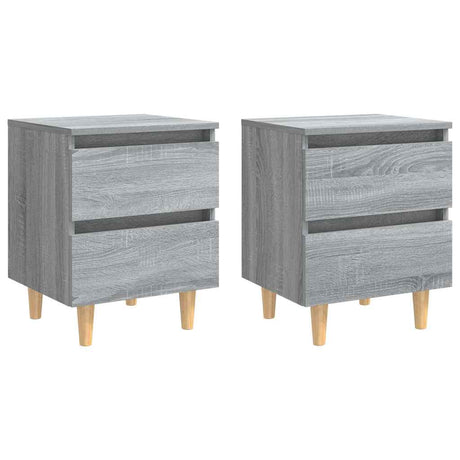 Vidaxl nachtkastjes 2 st met houten poten 40x35x50 cm grijs sonoma