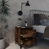Vidaxl nachtkastjes 2 st met metalen poten 40x35x50 cm gerookt eiken