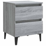 Vidaxl nachtkastje met metalen poten 40x35x50 cm grijs sonoma eiken