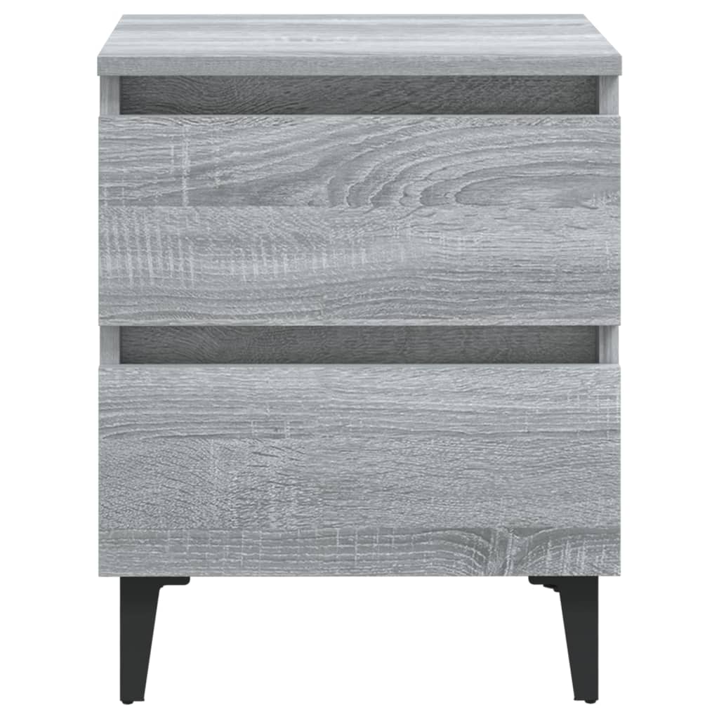Vidaxl nachtkastje met metalen poten 40x35x50 cm grijs sonoma eiken