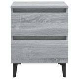 Vidaxl nachtkastje met metalen poten 40x35x50 cm grijs sonoma eiken