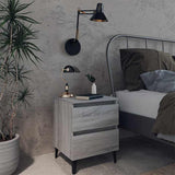 Vidaxl nachtkastje met metalen poten 40x35x50 cm grijs sonoma eiken