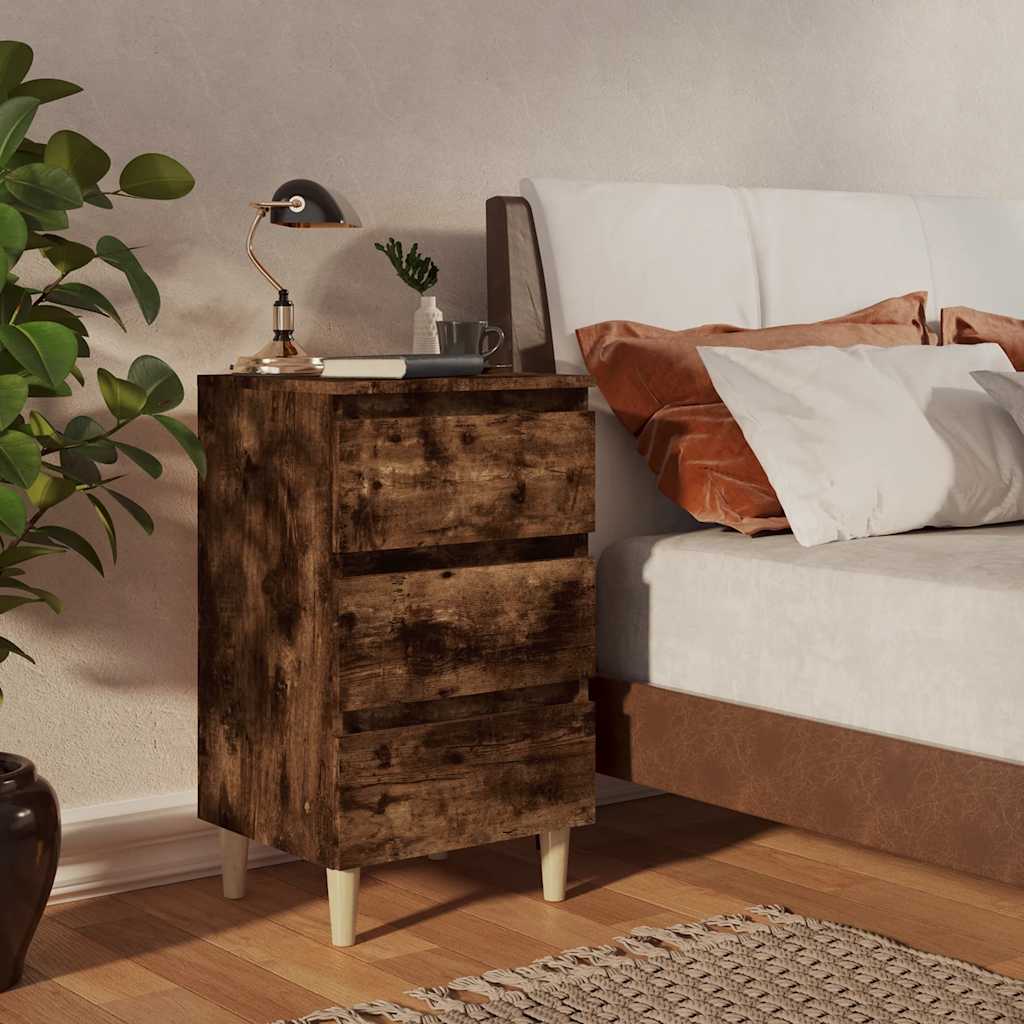 Vidaxl nachtkastjes 2 st met houten poten 40x35x69 cm gerookt eiken