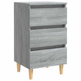 Vidaxl nachtkastje met massief houten poten 40x35x69 cm grijs sonoma