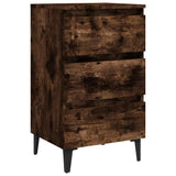 Vidaxl nachtkastje met metalen poten 40x35x69 cm gerookt eikenkleurig