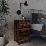 Vidaxl nachtkastje met metalen poten 40x35x69 cm gerookt eikenkleurig