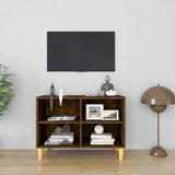 Vidaxl tv-meubel met houten poten 69,5x30x50 cm gerookt eikenkleurig