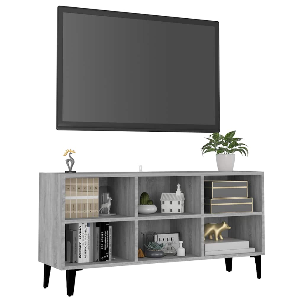 Vidaxl tv-meubel met metalen poten 103,5x30x50 cm grijs sonoma eiken
