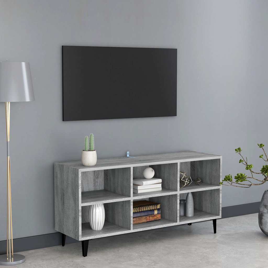 Vidaxl tv-meubel met metalen poten 103,5x30x50 cm grijs sonoma eiken