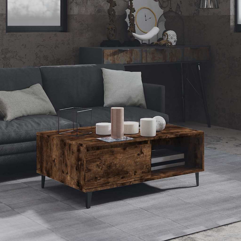 Vidaxl salontafel 90x60x35 cm bewerkt hout gerookt eikenkleurig
