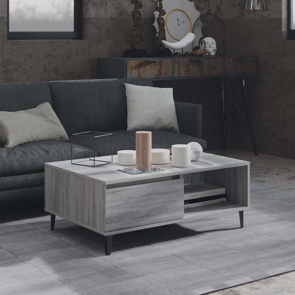 Vidaxl salontafel 90x60x35 cm bewerkt hout grijs sonoma eikenkleurig