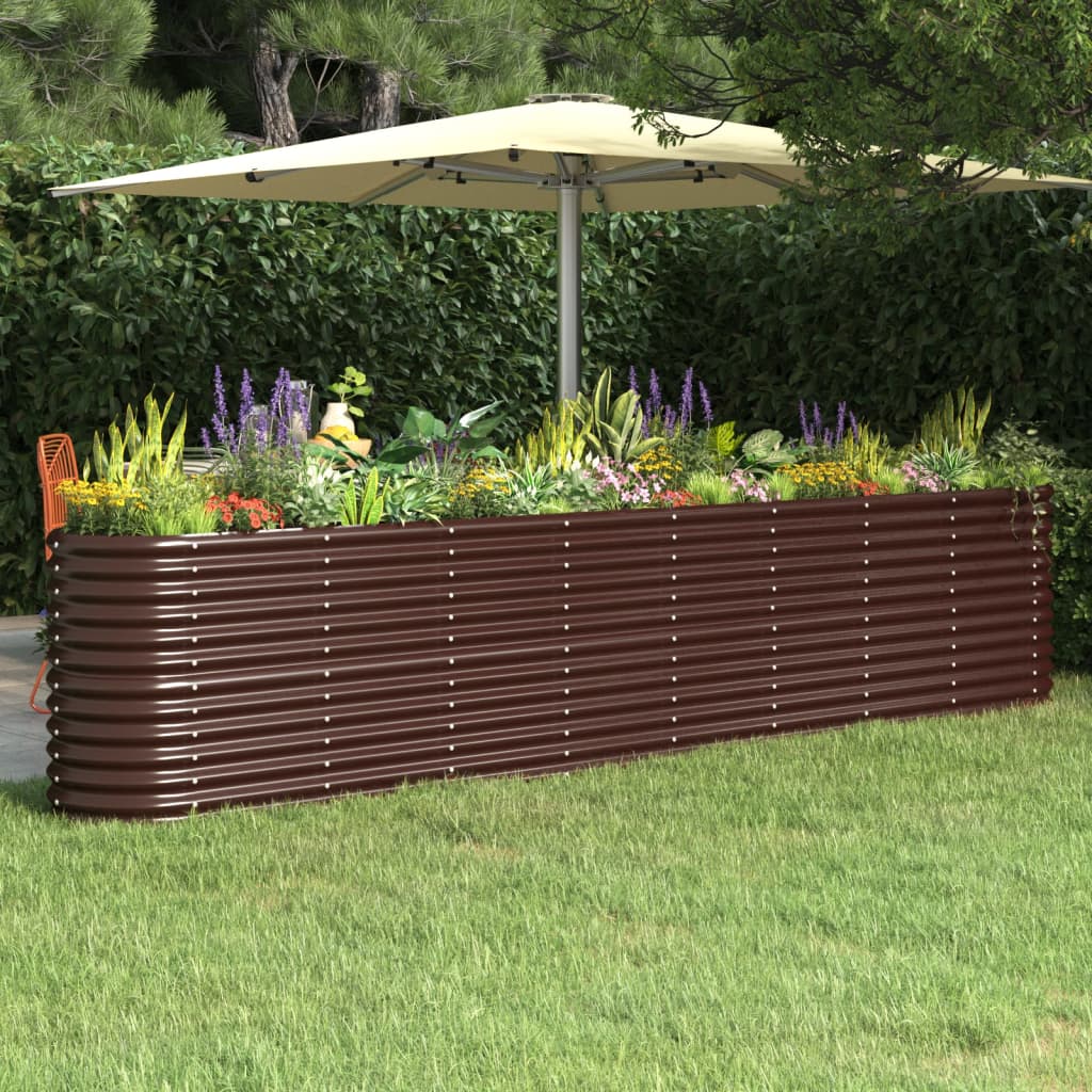 Vidaxl planter 332x40x68 cm pulver -belagt stålbrun