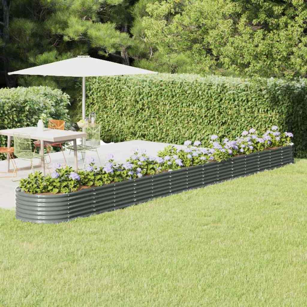 Vidaxl plantenbak 620x80x36 cm gegalvaniseerd staal grijs