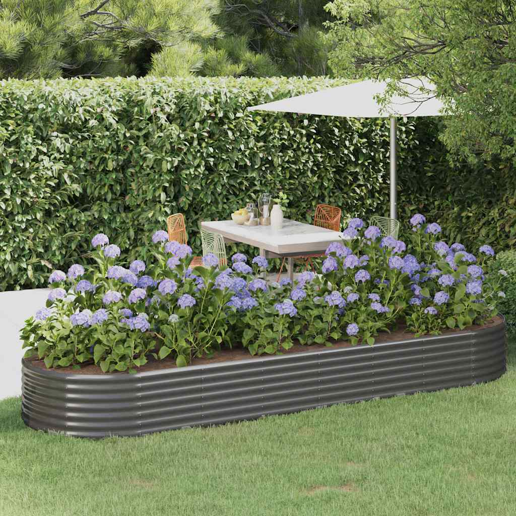 Vidaxl plantenbak 322x100x36 cm gegalvaniseerd staal grijs