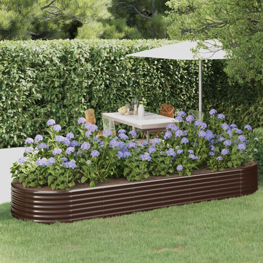 Vidaxl plantenbak 322x100x36 cm gegalvaniseerd staal bruin