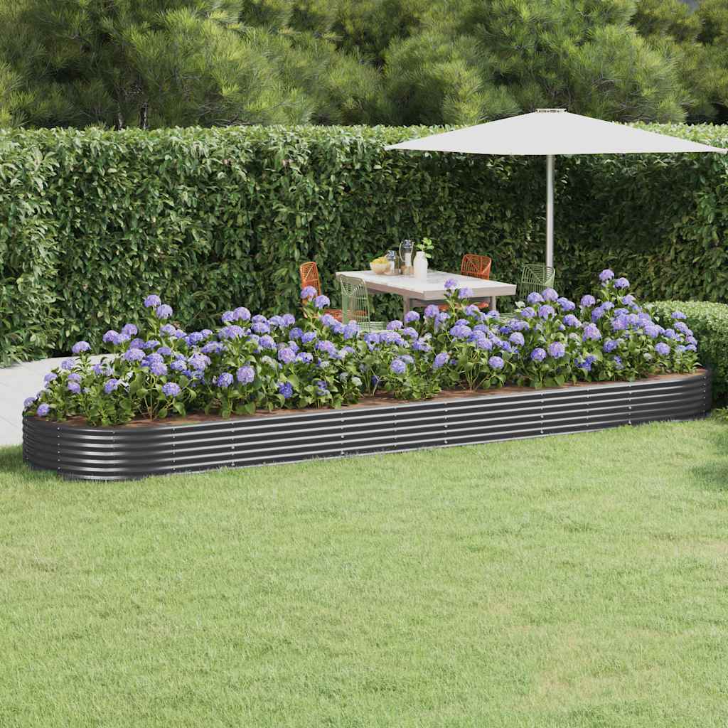 Vidaxl plantenbak 523x140x36 cm gegalvaniseerd staal antracietkleurig