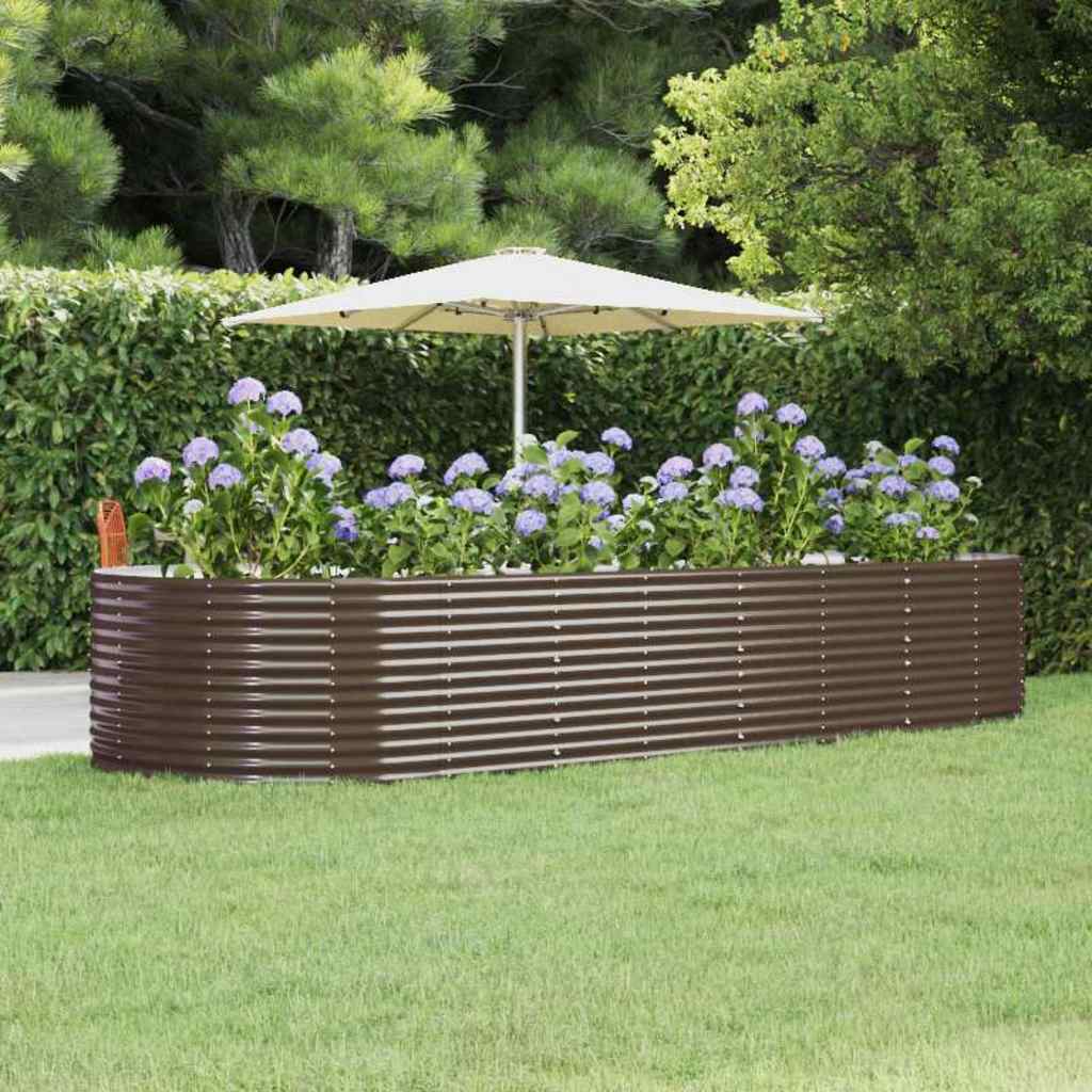 Vidaxl plantenbak 367x140x68 cm gegalvaniseerd staal bruin