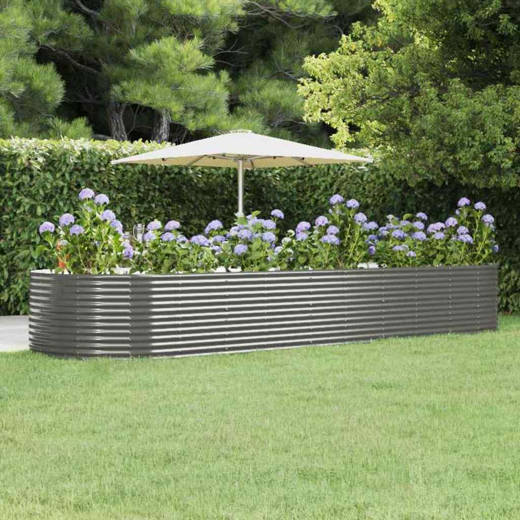 Vidaxl plantenbak 447x140x68 cm gegalvaniseerd staal grijs