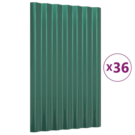 Vidaxl dakpanelen 36 st 60x36 cm gegalvaniseerd staal groen