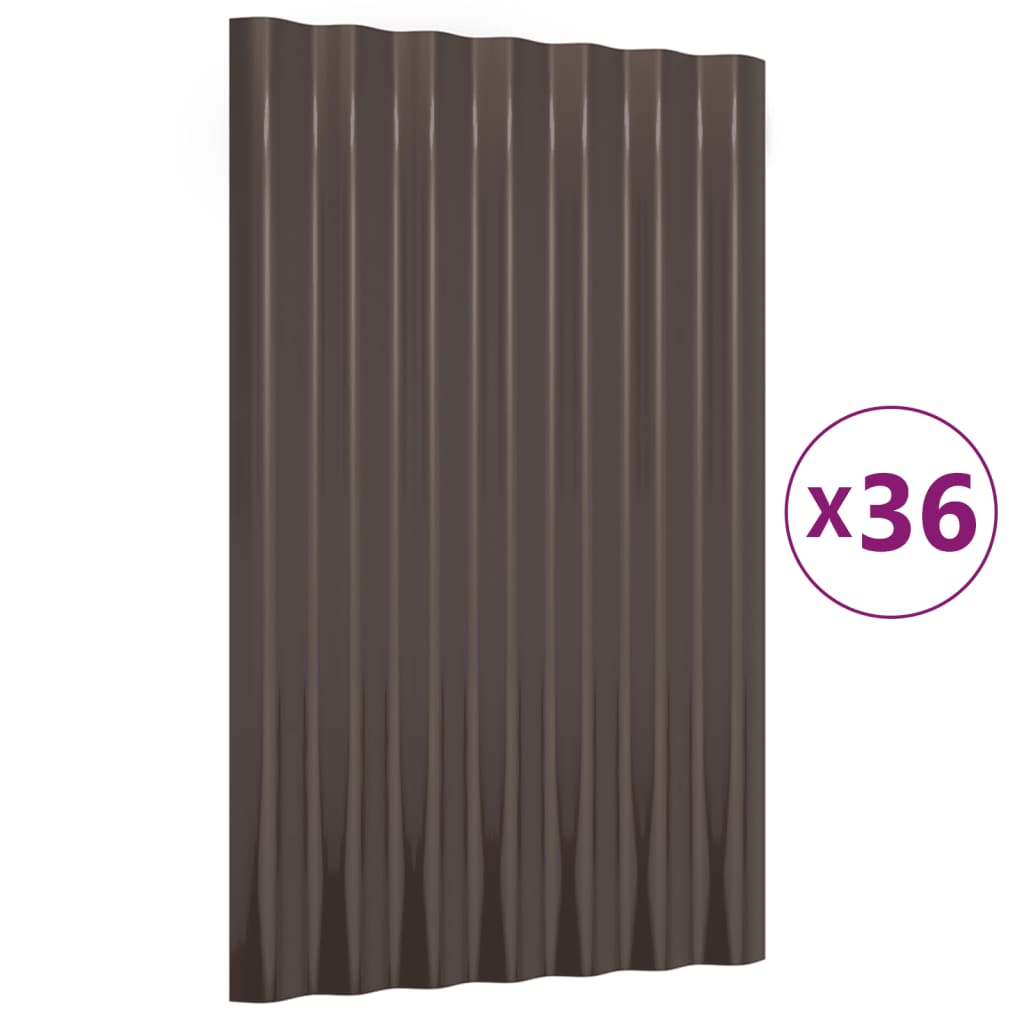 VidaXL roof panels 36 st 60x36 cm powder -coated steel brown