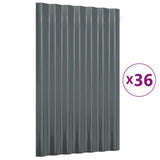 Vidaxl dakpanelen 36 st 60x36 cm gegalvaniseerd staal antracietkleurig