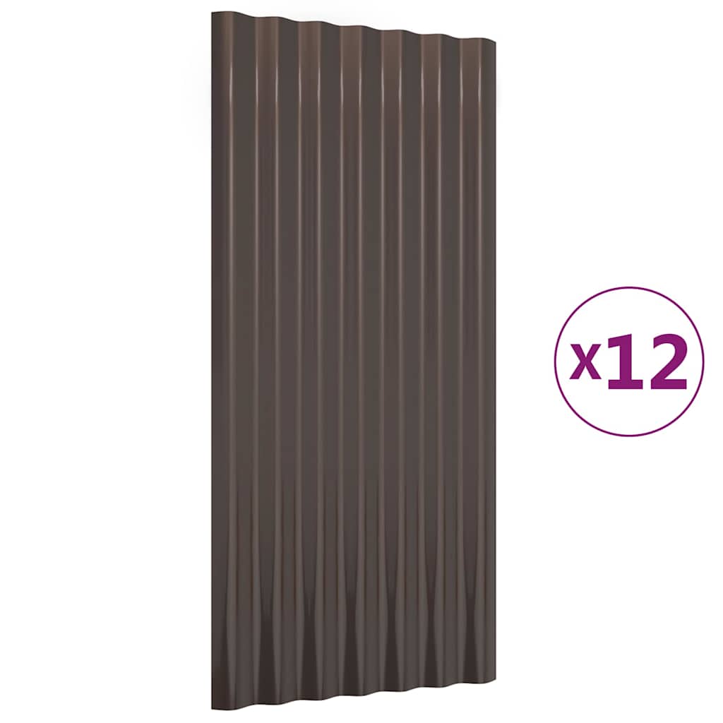 Vidaxl dakpanelen 12 st 80x36 cm gegalvaniseerd staal bruin