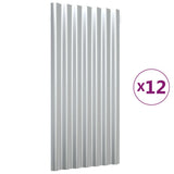 Vidaxl takpaneler 12 st 80x36 cm pulverbelagd stål silverfärgad