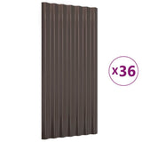 Vidaxl dakpanelen 36 st 80x36 cm gegalvaniseerd staal bruin