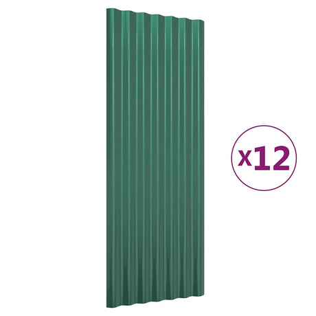 Vidaxl dakpanelen 12 st 100x36 cm gegalvaniseerd staal groen