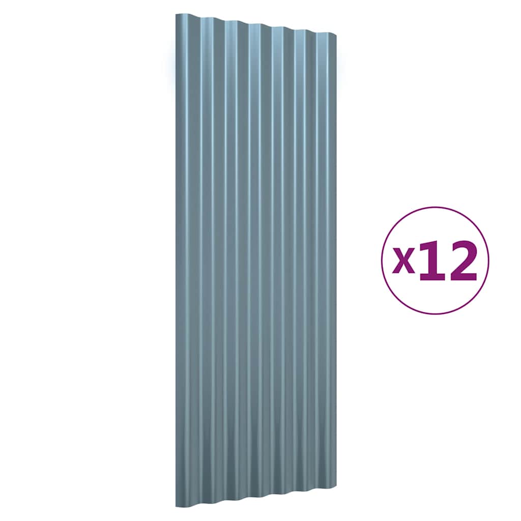 Vidaxl dakpanelen 12 st 100x36 cm gegalvaniseerd staal grijs