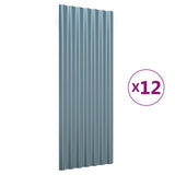 Vidaxl dakpanelen 12 st 100x36 cm gegalvaniseerd staal grijs
