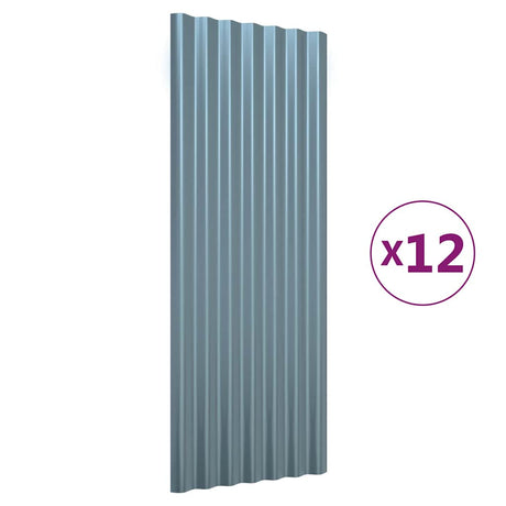 Vidaxl dakpanelen 12 st 100x36 cm gegalvaniseerd staal grijs