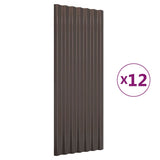 Vidaxl dakpanelen 12 st 100x36 cm gegalvaniseerd staal bruin