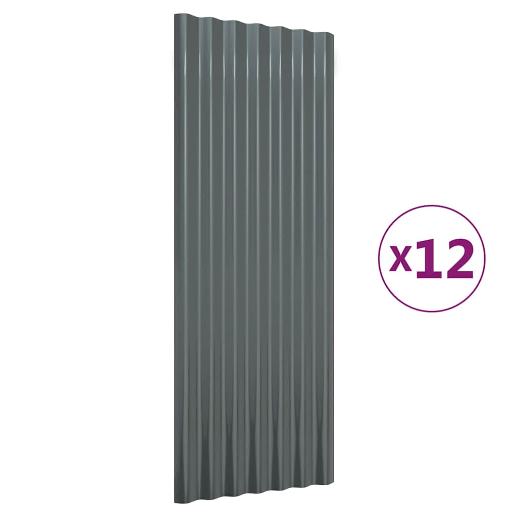 Vidaxl dakpanelen 12 st 100x36 cm gegalvaniseerd staal antracietkleurig