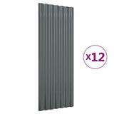 Vidaxl dakpanelen 12 st 100x36 cm gegalvaniseerd staal antracietkleurig