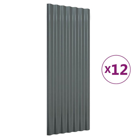 Vidaxl dakpanelen 12 st 100x36 cm gegalvaniseerd staal antracietkleurig