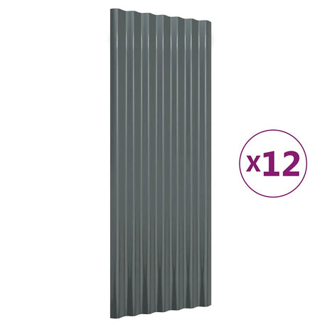 Vidaxl dakpanelen 12 st 100x36 cm gegalvaniseerd staal antracietkleurig