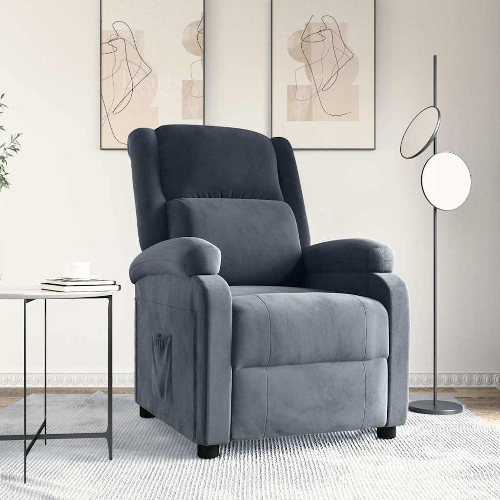 Vidaxl fauteuil verstelbaar fluweel donkergrijs