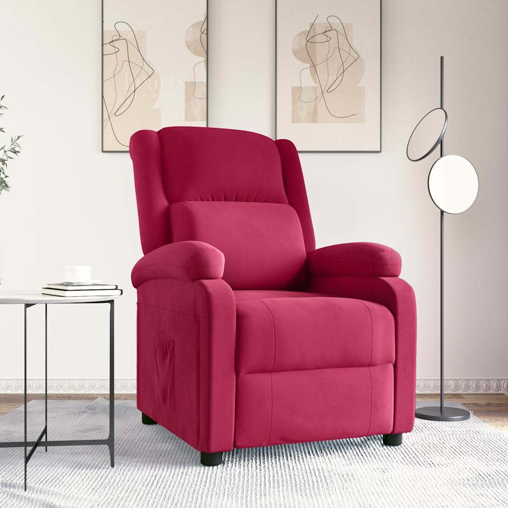 Vidaxl fauteuil verstelbaar fluweel wijnrood