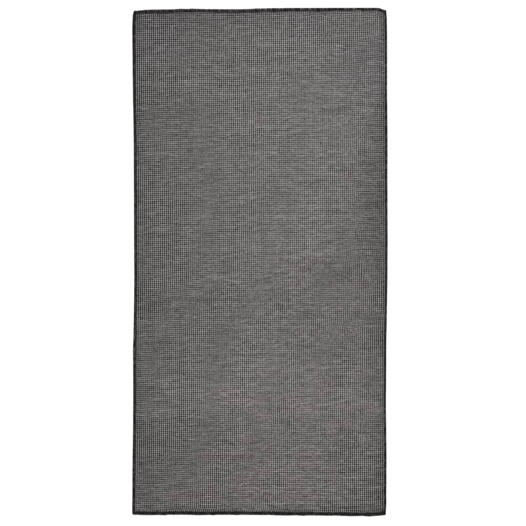 Vidaxl ausserhalb rug flaach gewéckelt 100x200 cm Grey