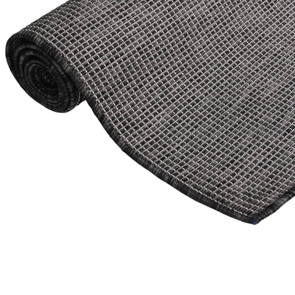 Vidaxl ausserhalb rug flaach gewéckelt 100x200 cm Grey