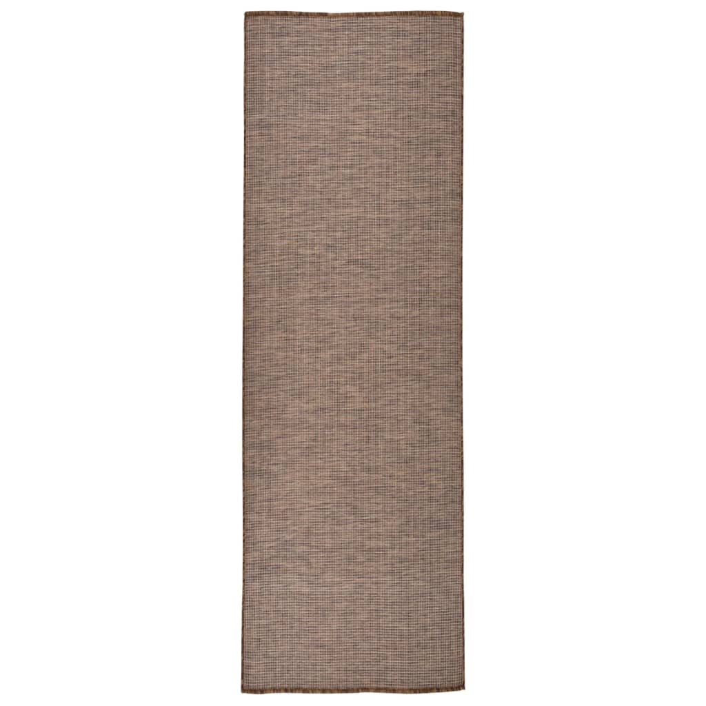 Vidaxl ausserhalb rug flaach gewéckt 80x250 cm Brown