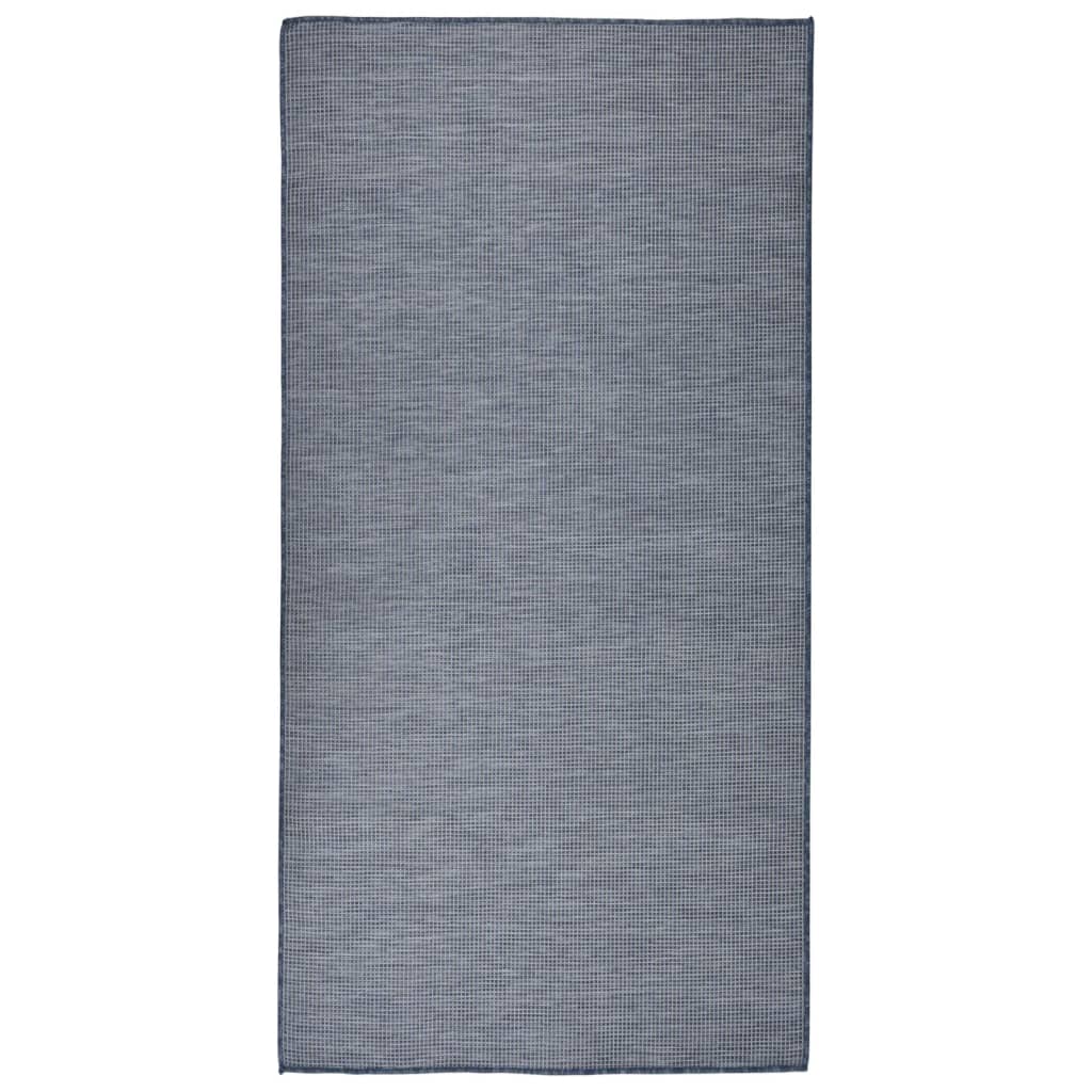 Vidaxl extérieur tapis plat tissé 100x200 cm bleu