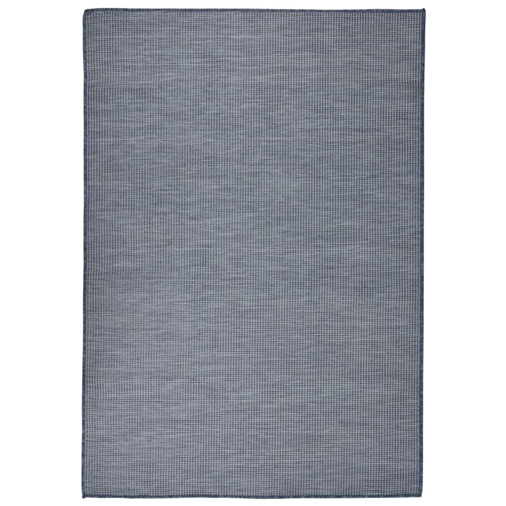 Vidaxl extérieur tapis plat tissé 140x200 cm bleu