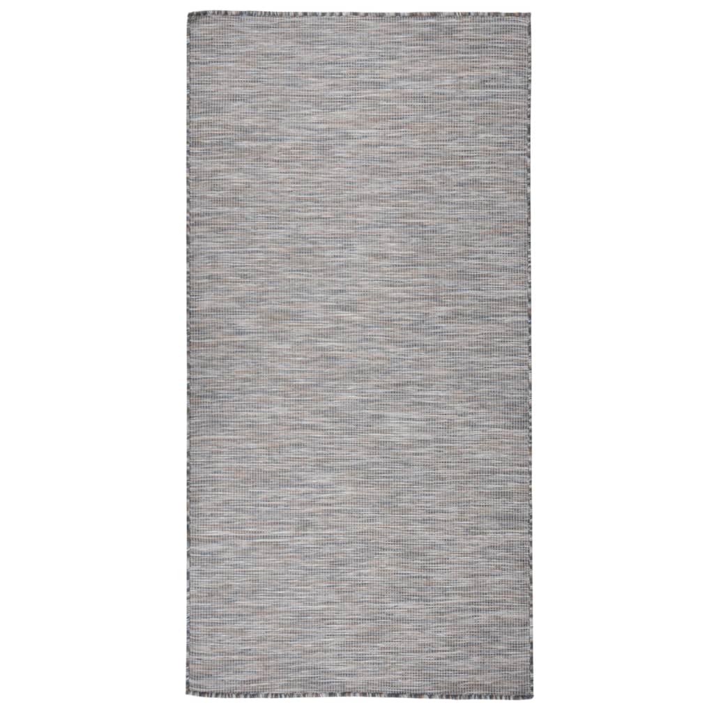 Vidaxl ausserhalb rug flaach gewéckelt 100x200 cm brong a blo