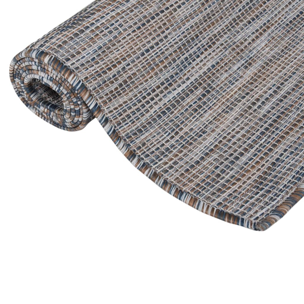 Vidaxl extérieur tapis plat tissé 120x170 cm brun et bleu